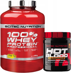 SCITEC 100% Whey Protein Professional 2350 g + SCITEC Hot Blood Hardcore 375 g