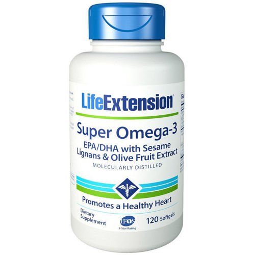 LIFE EXTENSION Super Omega-3 with Sesame Lignans and Olive Extract Soft Gels 120 kaps