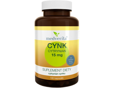 MEDVERITA Cynk Cytrynian 15 mg 180 kaps 