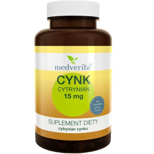 MEDVERITA Cynk Cytrynian 15 mg 90 kaps 