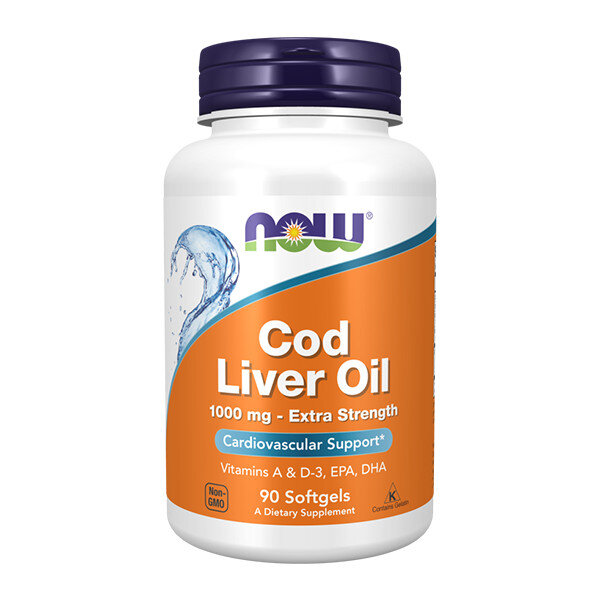 NOW FOODS Cod Liver Oil Extra Strength - Tran 1000mg 90 kaps