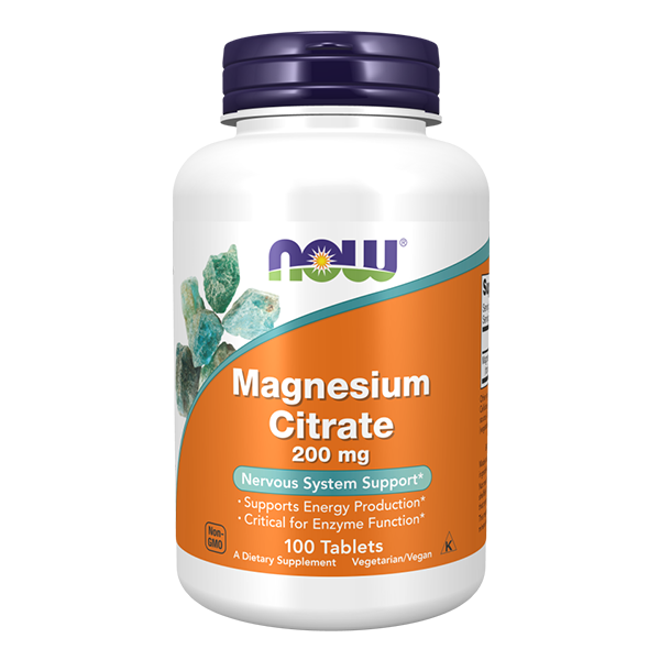NOW FOODS Magnesium Citrate - Cytrynian Magnezu 200mg 100 tabl
