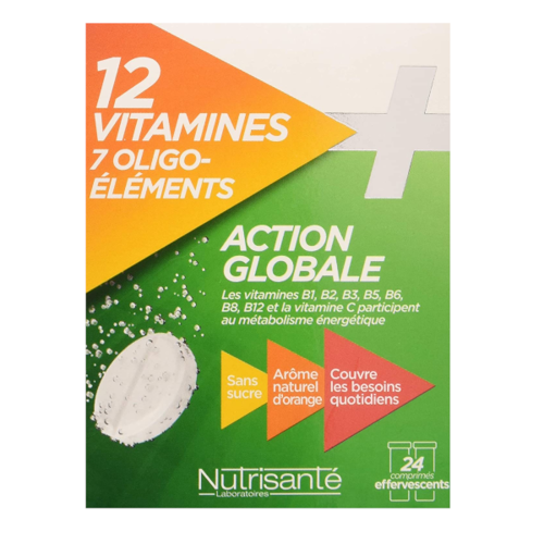 NUTRISANTE 12 Vitamines 7 Oligo Elements Action Globale 24 tabl