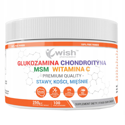 WISH Glukozamina Chondroityna MSM Witamina C 250 g