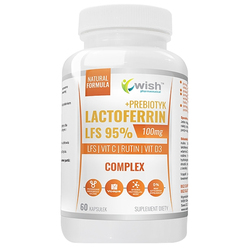 WISH Lactoferrin LFS 95% 100mg + Prebiotyk 60 kaps